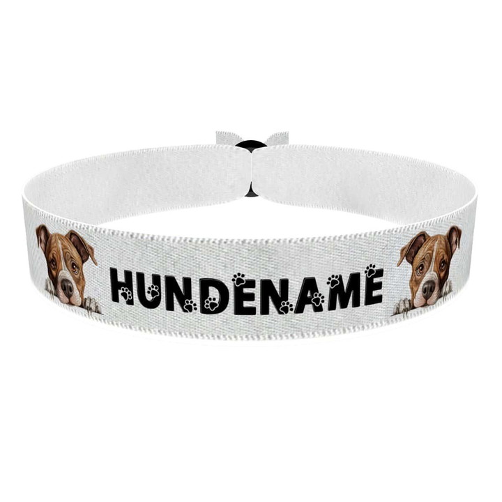 Zum Produkt American Staffordshire Terrier Stoffarmband anpassbar mit Name