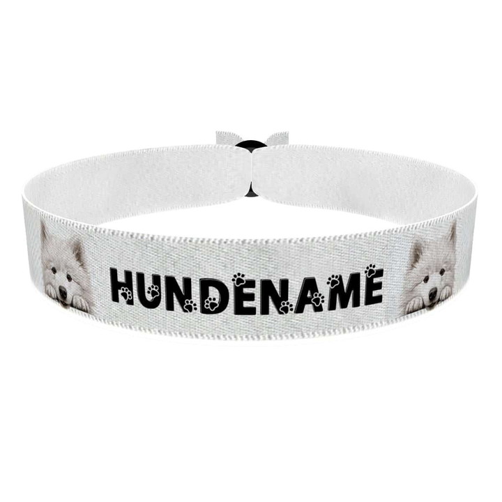 Zum Produkt Samojede Stoffarmband anpassbar mit Name