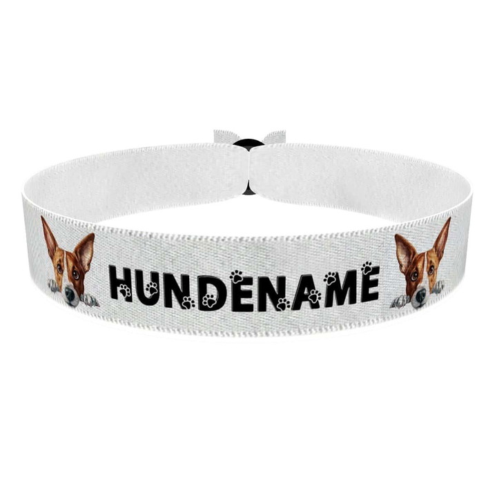 Zum Produkt Basenji Stoffarmband anpassbar mit Name