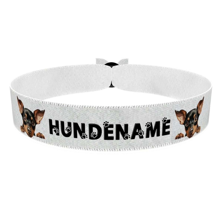 Zum Produkt Manchester Terrier Stoffarmband anpassbar mit Name