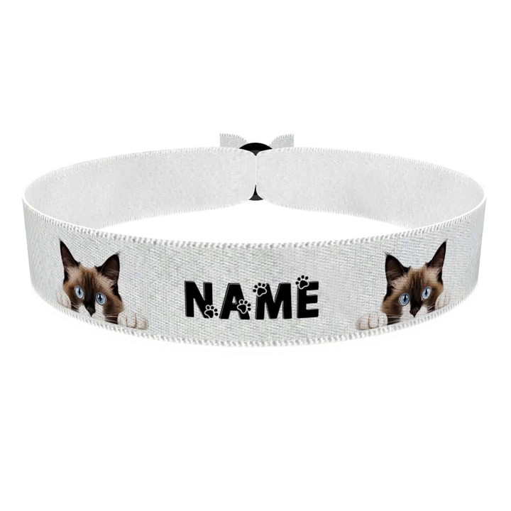 Zum Produkt Schneeschuhkatze Stoffarmband anpassbar mit Name