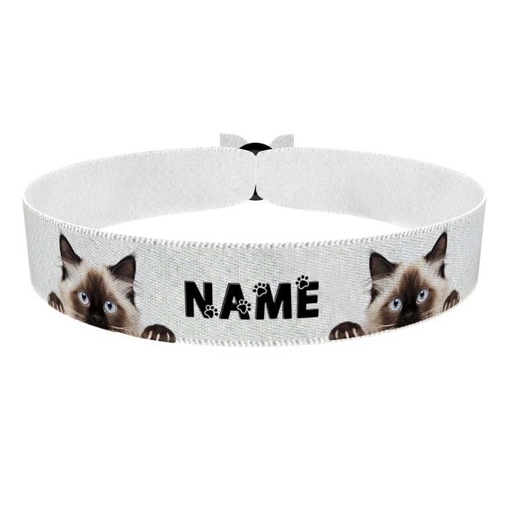 Zum Produkt Schneeschuhkatze II Stoffarmband anpassbar mit Name