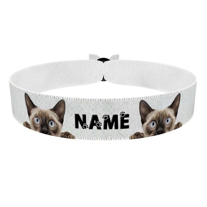 Zum Produkt Siamkatze Stoffarmband anpassbar mit Name