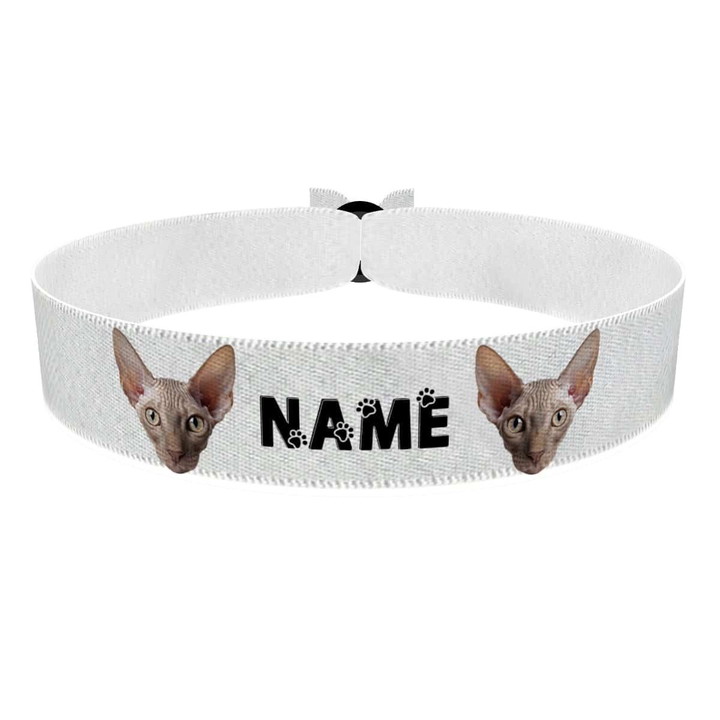 Zum Produkt Sphynx-Katze Stoffarmband anpassbar mit Name