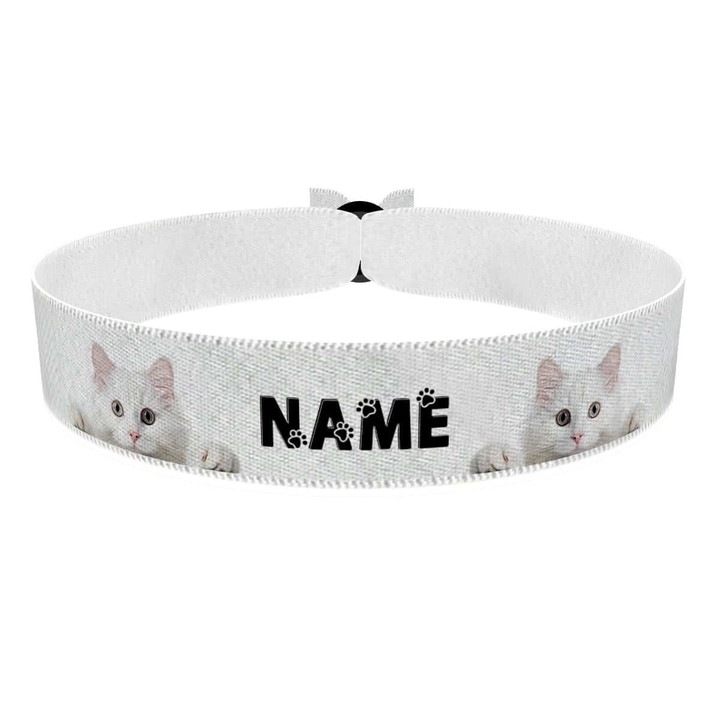 Zum Produkt Türkische Angora-Katze Stoffarmband anpassbar mit Name