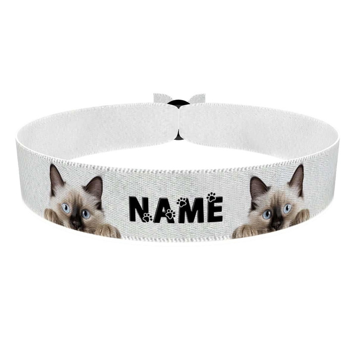 Zum Produkt Birmakatze Stoffarmband anpassbar mit Name