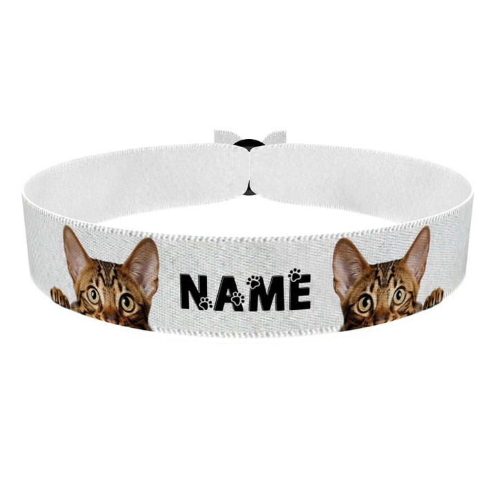 Zum Produkt Bengalkatze Stoffarmband anpassbar mit Name