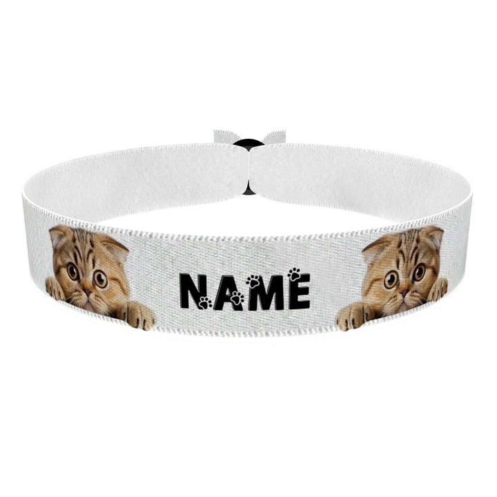 Zum Produkt Schottische Faltohrkatze II Stoffarmband anpassbar mit Name