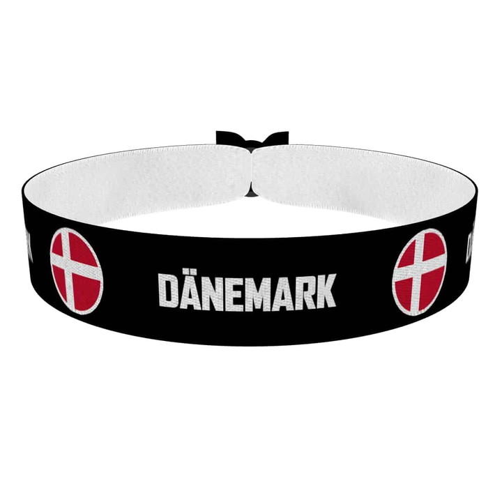 Zum Produkt Dänemark runde Flaggen Stoffarmband