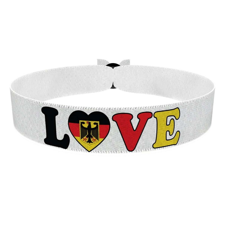 Zum Produkt Love Deutschland Stoffarmband weiß