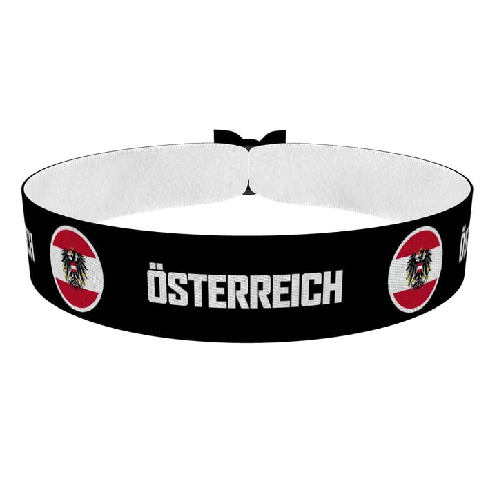 Zum Produkt Österreich runde Flaggen Stoffarmband