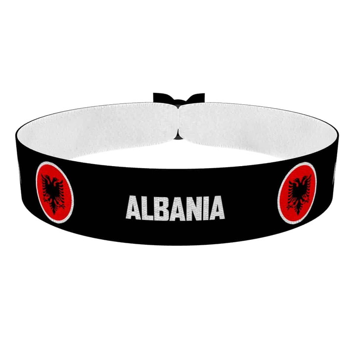 Zum Produkt Albania runde Flaggen Stoffarmband