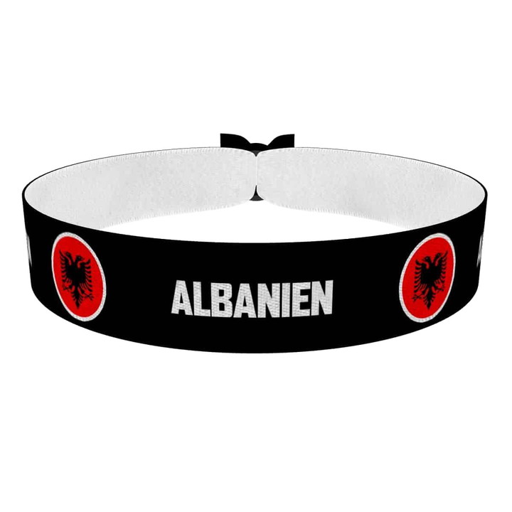 Zum Produkt Albanien runde Flaggen Stoffarmband