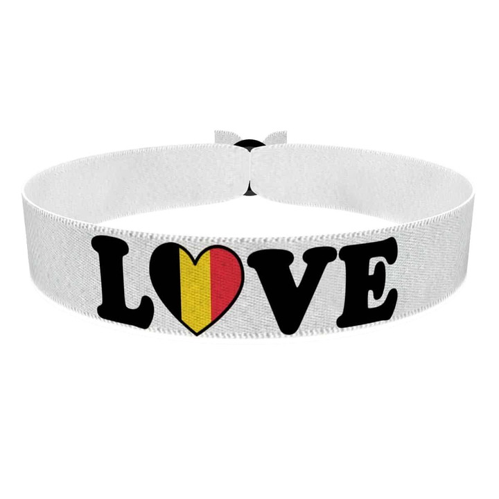 Zum Produkt Love Belgien Stoffarmband weiß