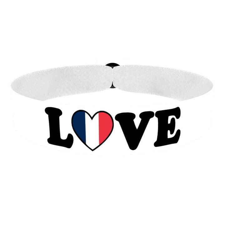Zum Produkt Love Frankreich Stoffarmband weiß