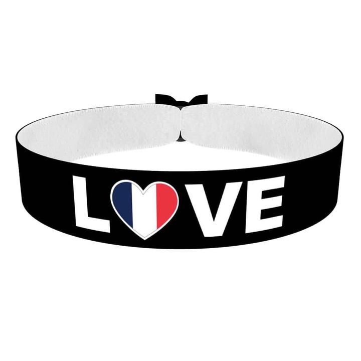 Zum Produkt Love Frankreich Stoffarmband schwarz
