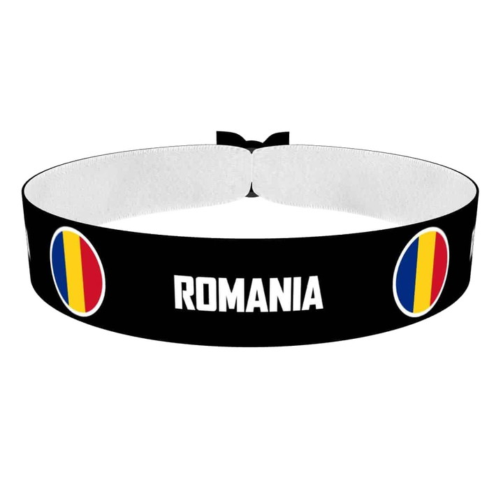 Zum Produkt Romania runde Flaggen Stoffarmband