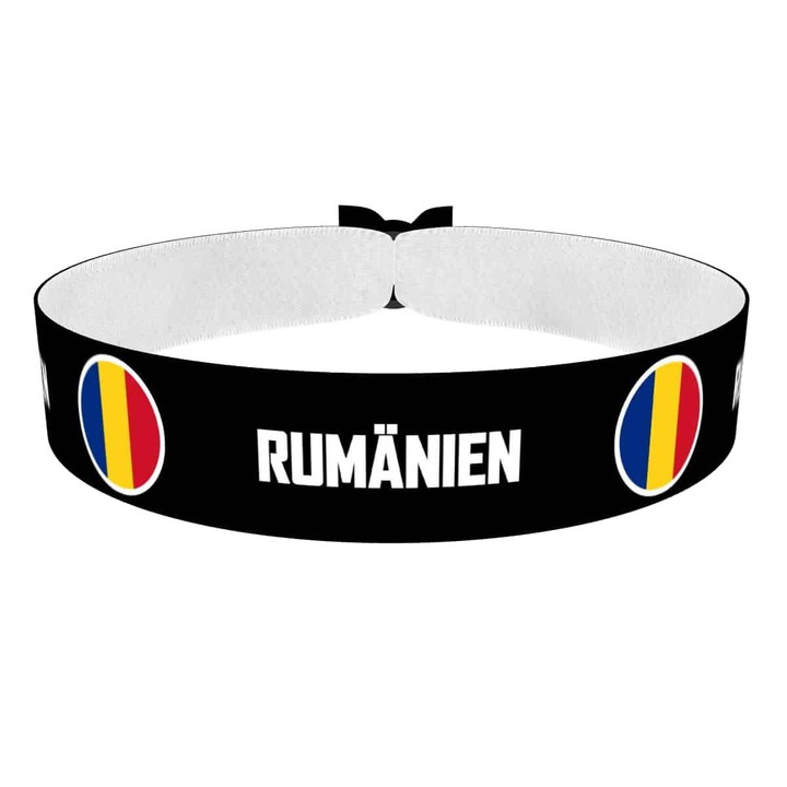Zum Produkt Rumänien runde Flaggen Stoffarmband
