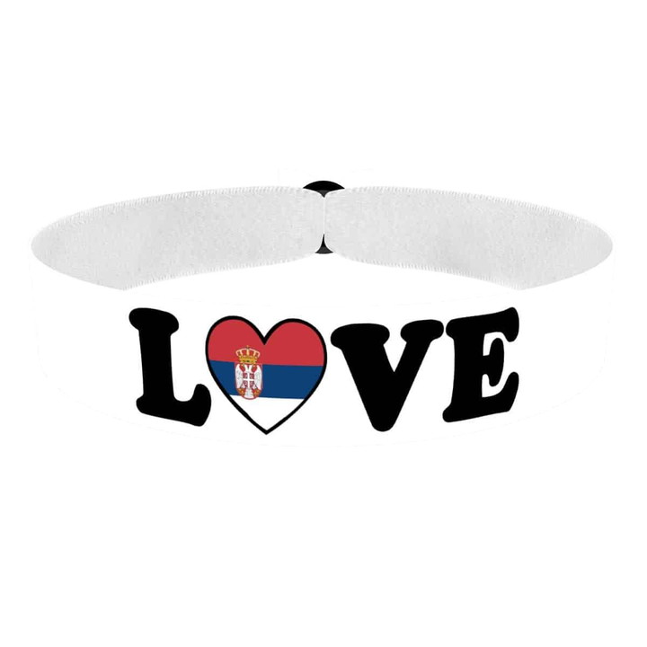 Zum Produkt Love Serbien Stoffarmband weiß
