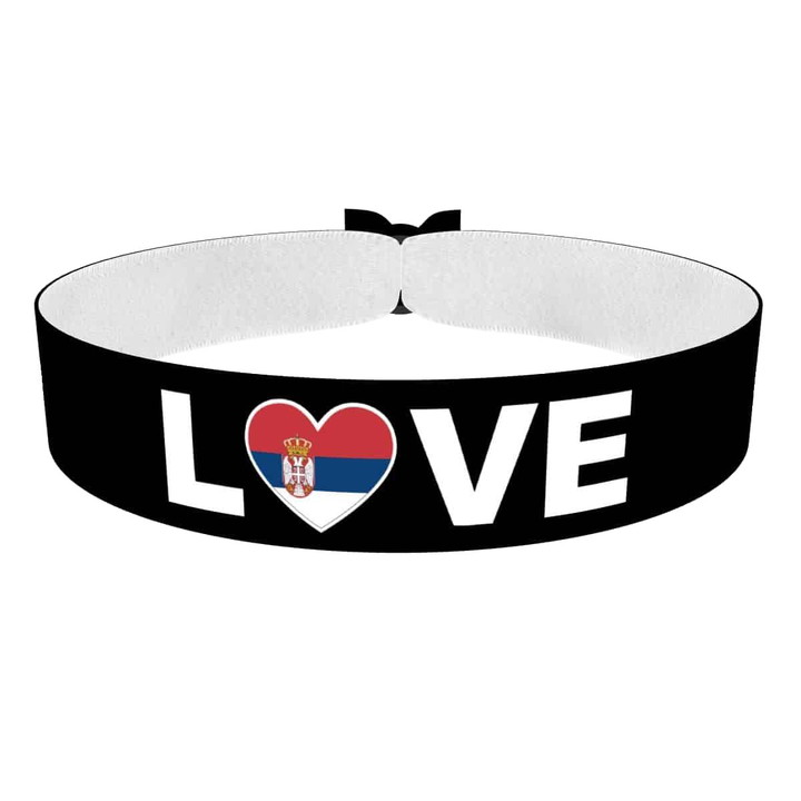 Zum Produkt Love Serbien Stoffarmband schwarz
