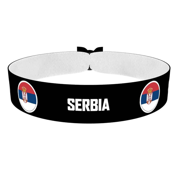 Zum Produkt Serbia runde Flaggen Stoffarmband