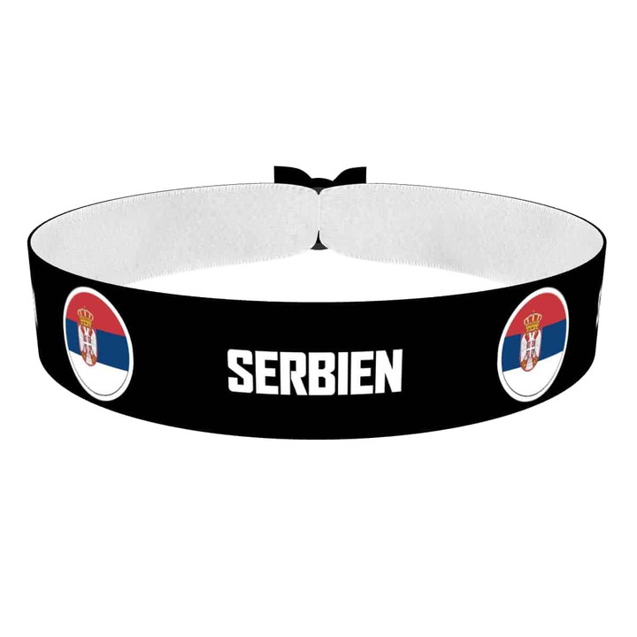 Zum Produkt Serbien runde Flaggen Stoffarmband