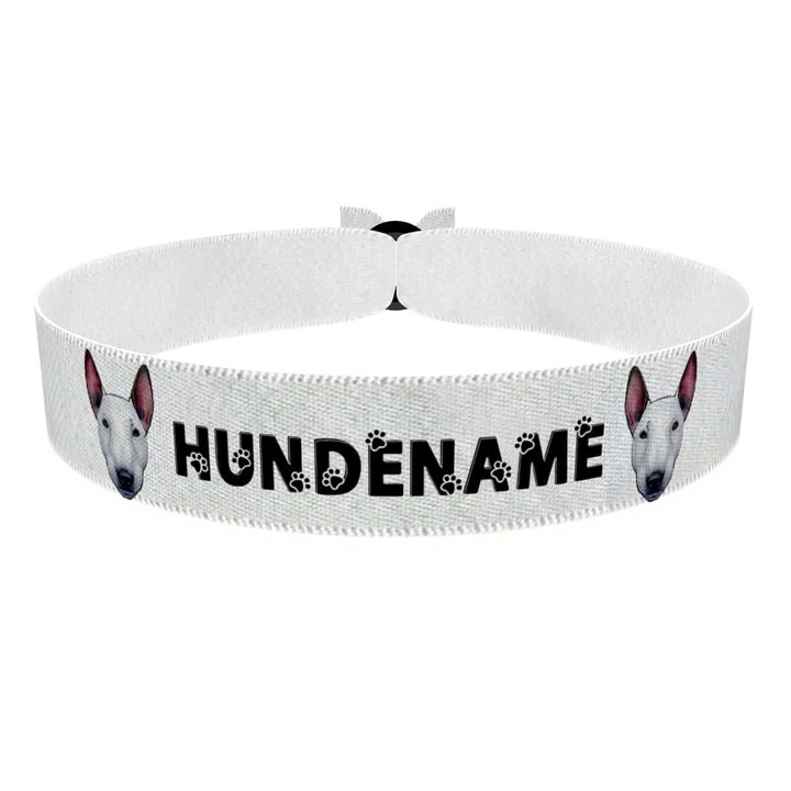 Zum Produkt Bullterrier weiß Stoffarmband anpassbar mit Name