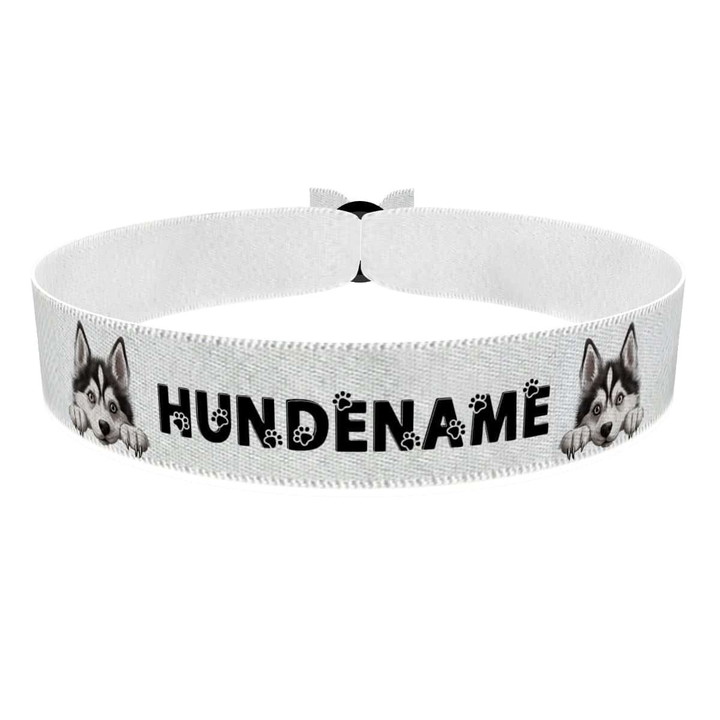 Zum Produkt Siberian Husky Stoffarmband anpassbar mit Name