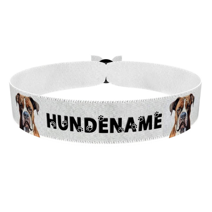 Zum Produkt Amerikanische Bulldogge Stoffarmband anpassbar mit Name