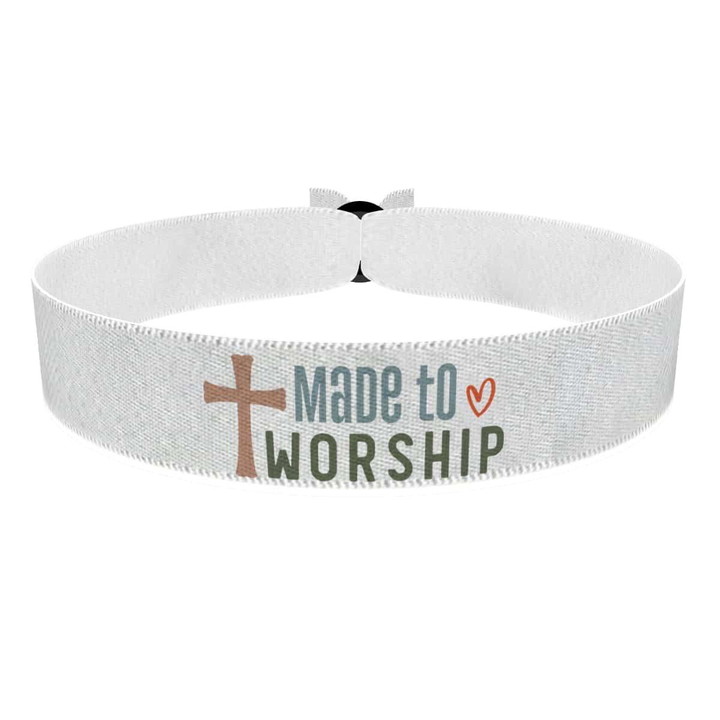 Zum Produkt Made to worship Stoffarmband weiß