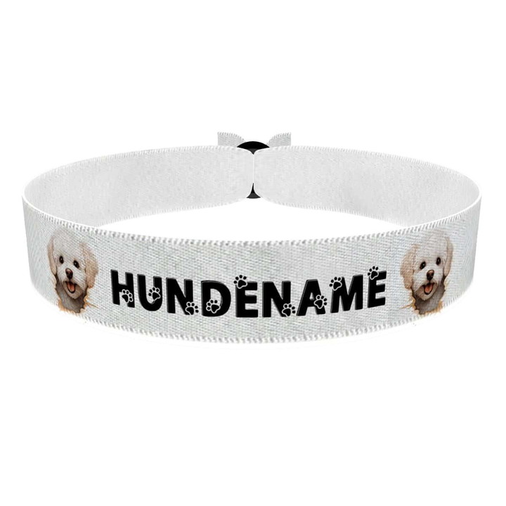 Zum Produkt Bichon Frise Stoffarmband anpassbar mit Name