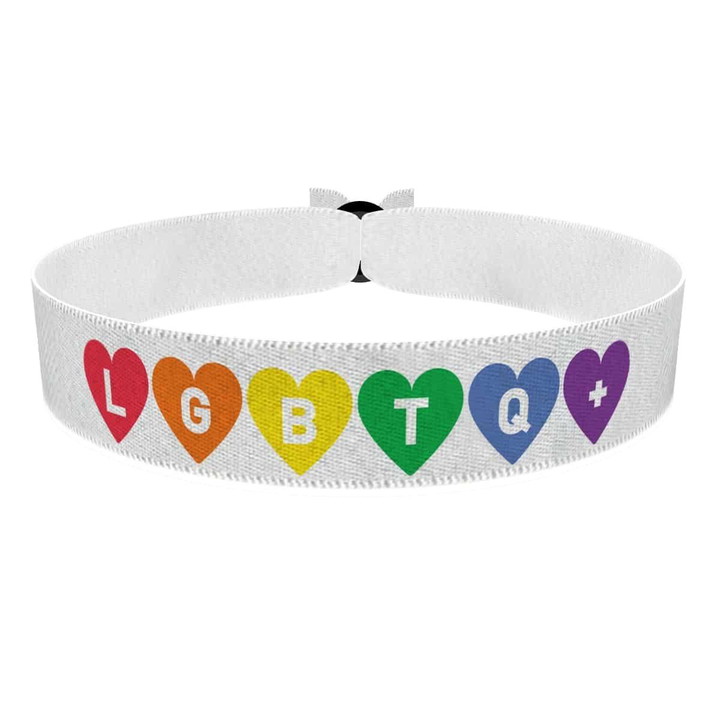 Zum Produkt LGBTQ+ Hearts Stoffarmband