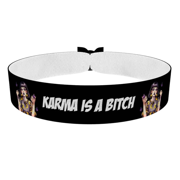 Zum Produkt Karma is a Bitch Stoffarmband