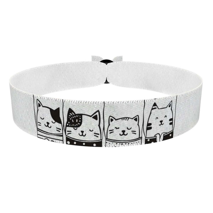 Zum Produkt Stoffarmband für Katzenliebhaber mit süßem Katzenmotiv