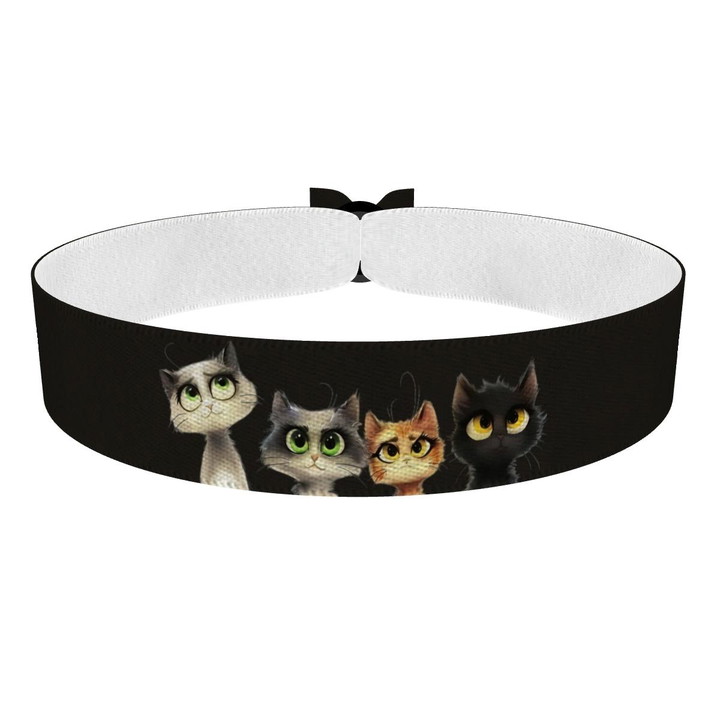 Zum Produkt Stoffarmband mit niedlichen Katzenmotiven für Katzenliebhaber