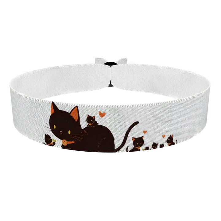 Zum Produkt Stoffarmband für Katzenliebhaber mit süßem Katzenmotiv