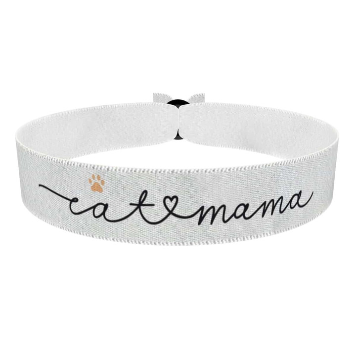 Zum Produkt Stoffarmband Katzenmama mit Pfotenmotiv für Katzenliebhaber