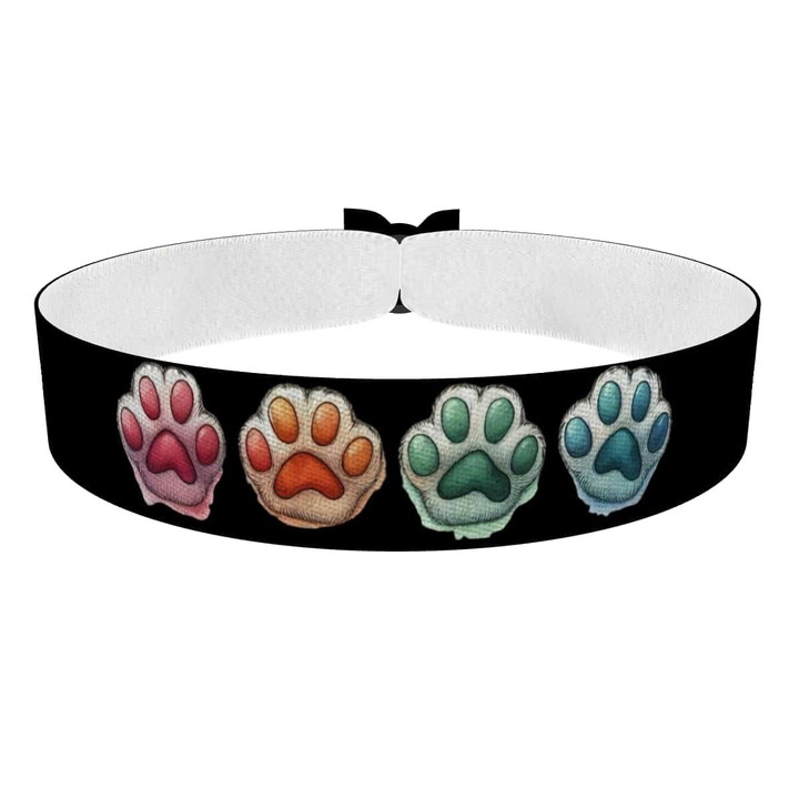 Zum Produkt Stoffarmband mit Katzenpfoten Motiv für Katzenliebhaber