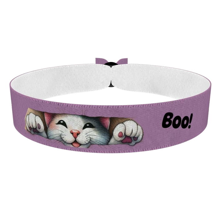 Zum Produkt Stoffarmband mit niedlichem Katzenmotiv für Katzenliebhaber