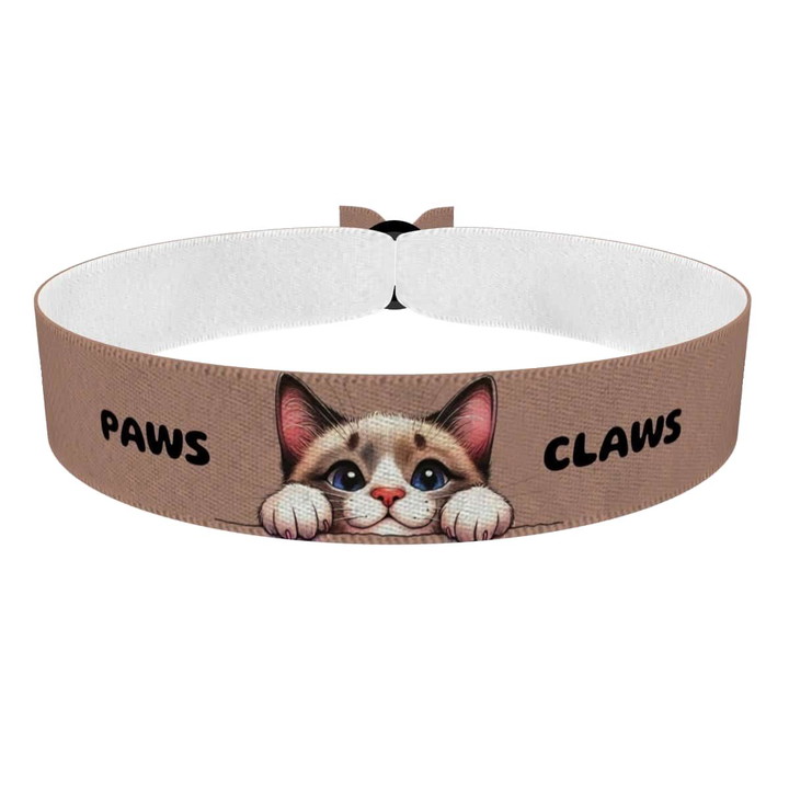 Zum Produkt Stoffarmband mit Katzenmotiv für Katzenliebhaber
