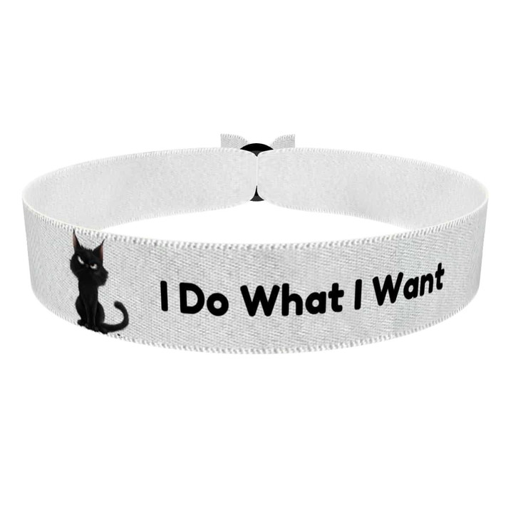 Zum Produkt Stoffarmband Katzenmotiv I Do What I Want für Katzenliebhaber