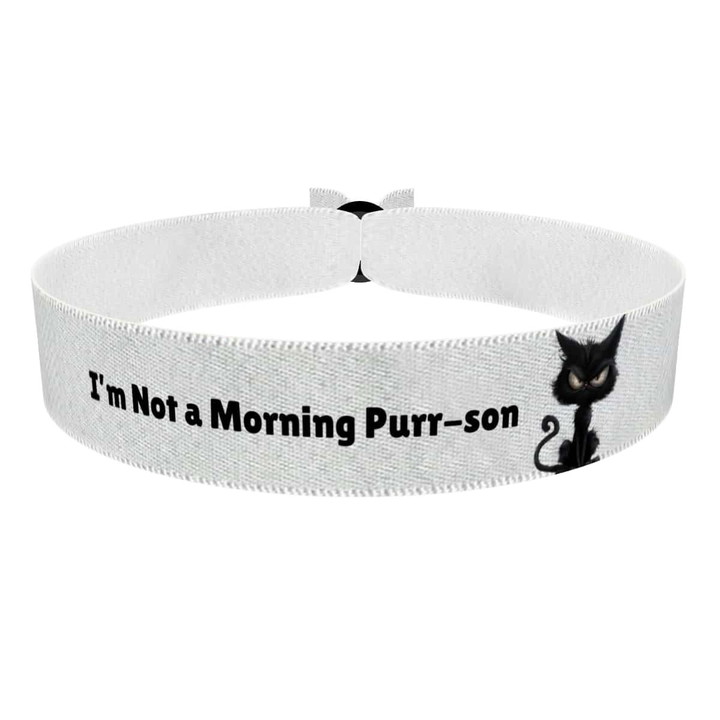 Zum Produkt Stoffarmband mit Katzenmotiv I'm Not a Morning Purr-son