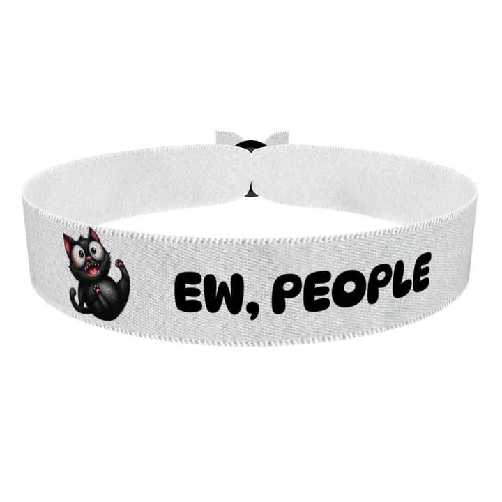 Zum Produkt Stoffarmband mit lustigem Katzenmotiv für Katzenliebhaber