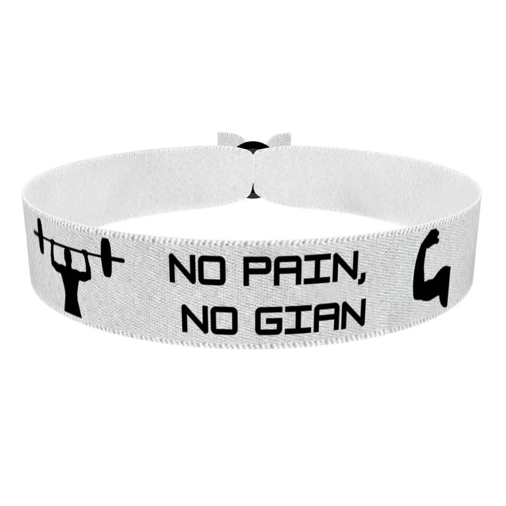 Zum Produkt Stoffarmband mit Motiv No Pain No Gain für Fitnessbegeisterte
