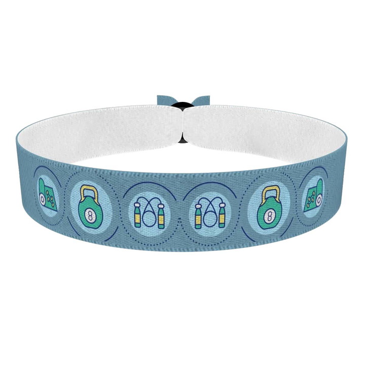 Zum Produkt Stoffarmband mit Fitnessmotiv für sportliche Aktivitäten