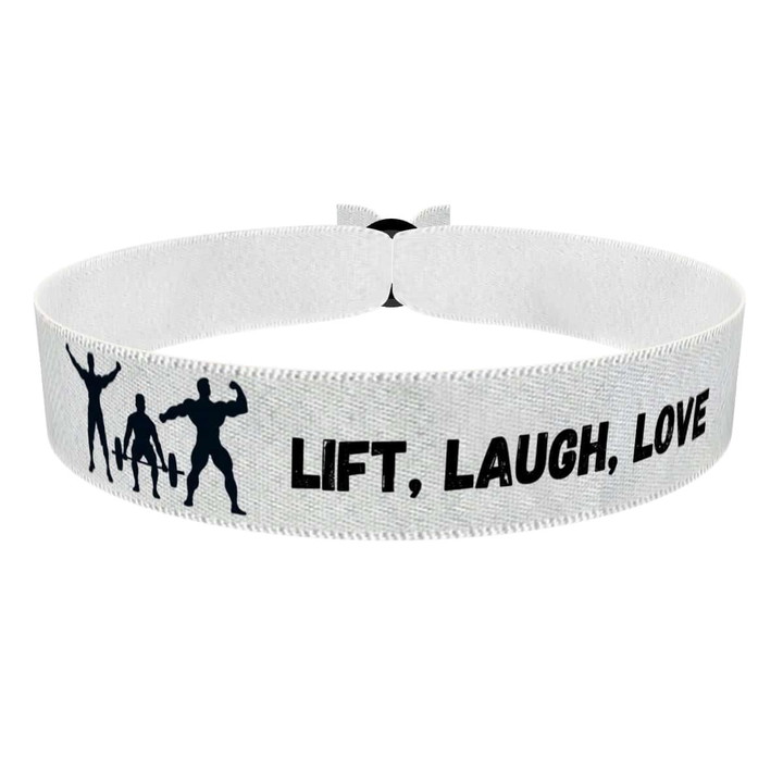 Zum Produkt Stoffarmband Lift Laugh Love für Fitness und Motivation
