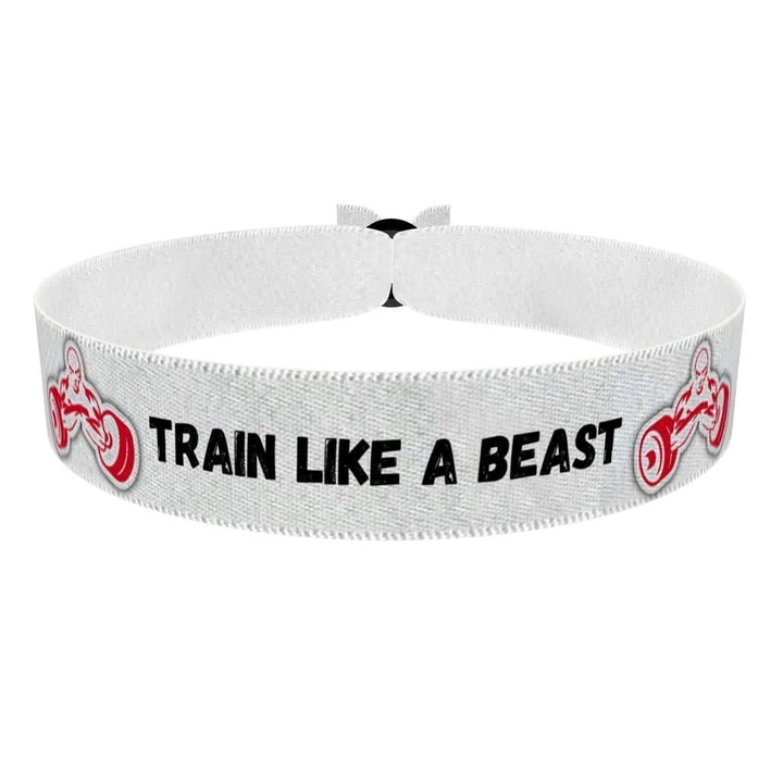 Zum Produkt Stoffarmband Train Like A Beast für Fitnessliebhaber