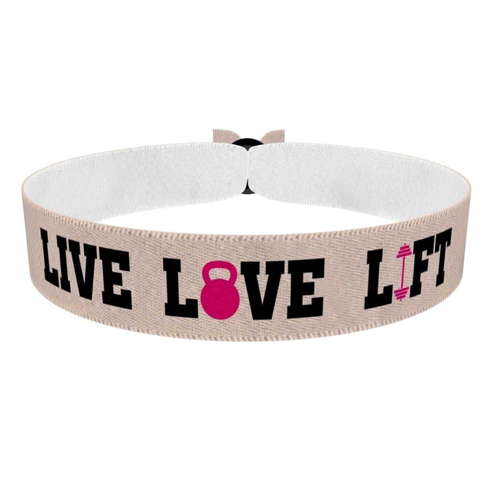 Zum Produkt Stoffarmband mit Motiv Live Love Lift für Fitnessbegeisterte