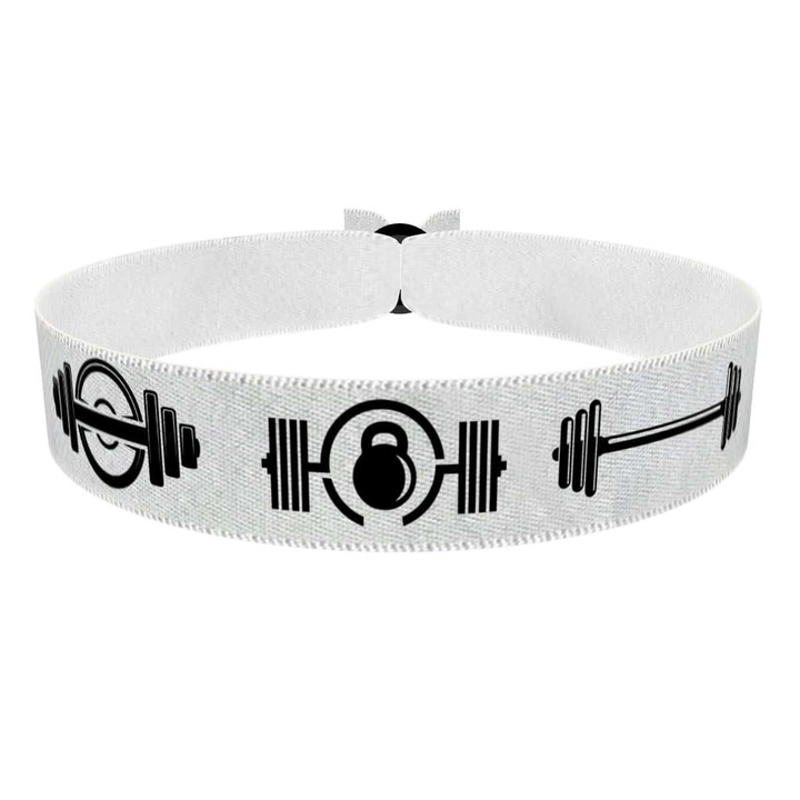 Zum Produkt Stoffarmband mit Fitnessmotiv für sportliche Aktivitäten