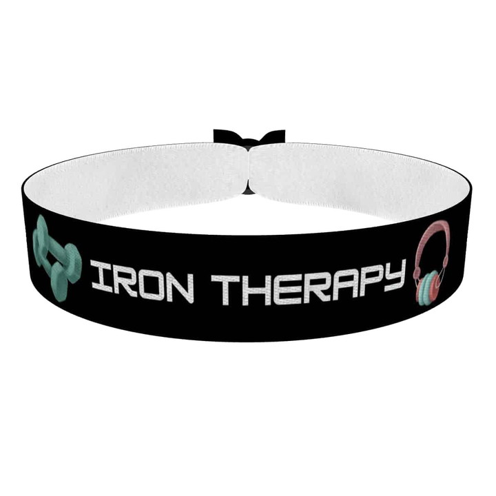 Zum Produkt Stoffarmband mit Iron Therapy Motiv für Fitnessbegeisterte
